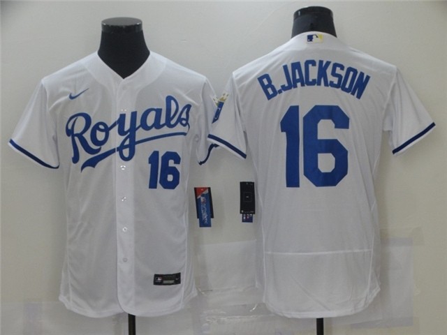 Men's Kansas City Royals #16 Bo Jackson White Flex Base Jersey