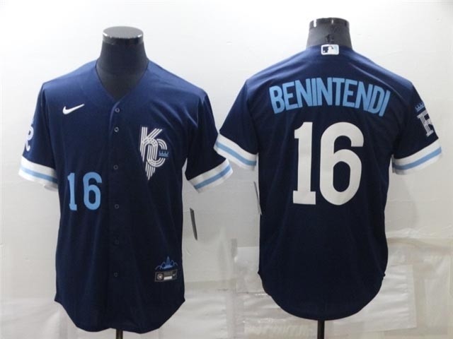 Kansas City Royals #16 Andrew Benintendi 2022 Navy City Connect with front Number Cool Base Jersey