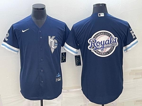 Men's Kansas City Royals Navy Team Big Logo City Connect Cool Base Stitched Jersey