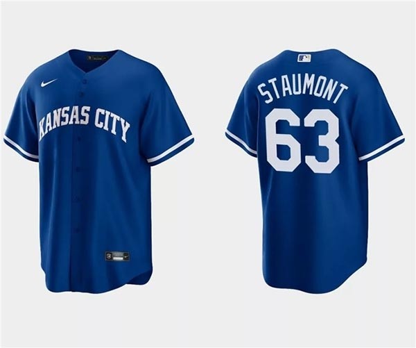 Men's Kansas City Royals #63 Josh Staumont Royal Cool Base Stitched Baseball Jersey