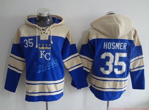 MLB Kansas City Royals #35 Eric Hosmer Blue All Stitched Hooded Sweatshirt