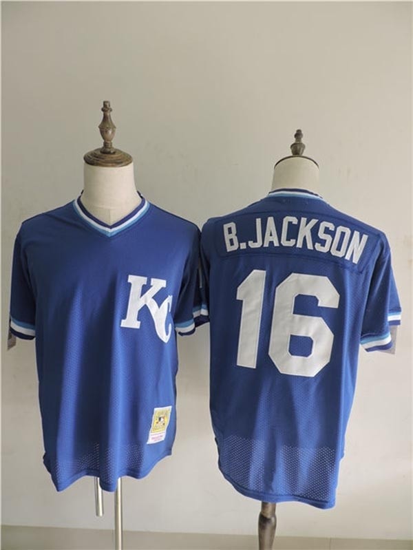 Men's Throwback Kansas City Royals #16 Bo Jackson Royal Blue Cooperstown Collection MLB Jersey