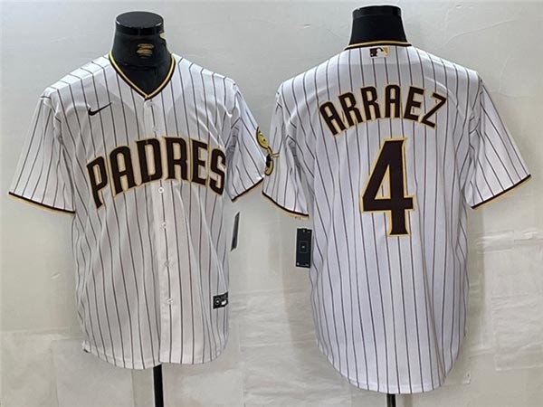 Men's San Diego Padres #4 Luis Arraez White Pinstripe Limited Jersey