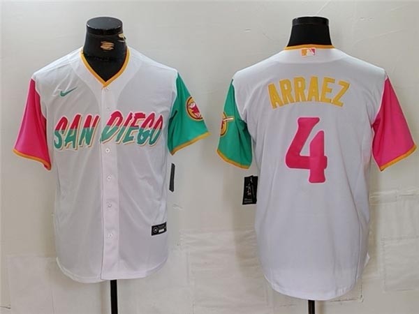 Men's San Diego Padres #4 Luis Arraez White 2022 City Connect Jersey