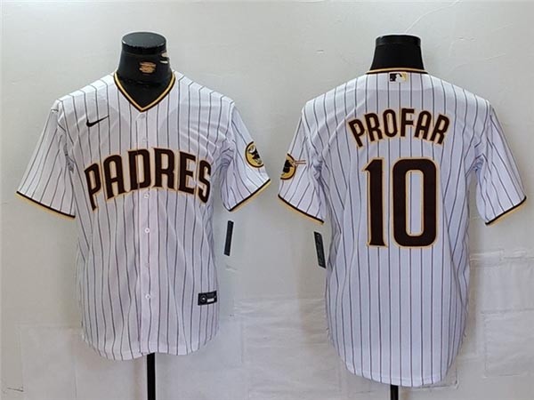 Men's San Diego Padres #10 Jurickson Profar White Pinstripe Limited Jersey