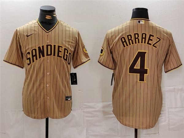 Men's San Diego Padres #4 Luis Arraez Gray Pinstripe Limited Jersey