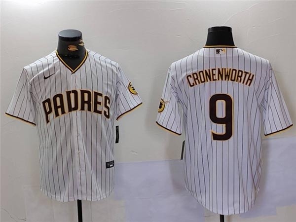 Men's San Diego Padres #9 Jake Cronenworth White Pinstripe Limited Jersey