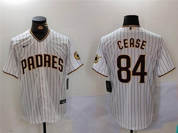 Men's San Diego Padres #84 Dylan Cease White Pinstripe Limited Jersey