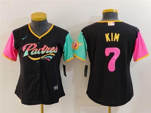 Women's San Diego Padres #7 Ha-Seong Kim Black 2022 City Connect Jersey