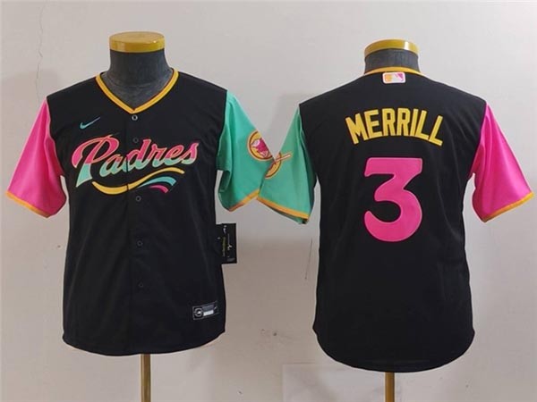 Youth San Diego Padres #3 Jackson Merrill Black City Connect Jersey