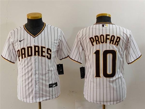 Youth San Diego Padres #10 Jurickson Profar White Pinstripe Jersey