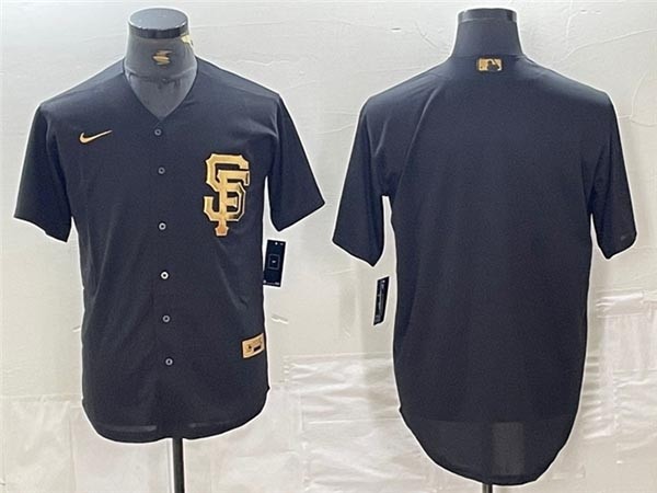 Men's San Francisco Giants Blank Black Gold Team Jersey