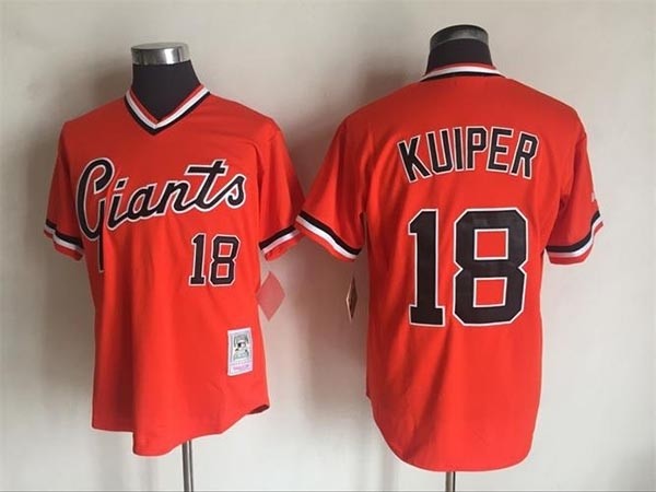 Men's San Francisco Giants #18 Duane Kuiper Throwback Orange Pullover Jersey