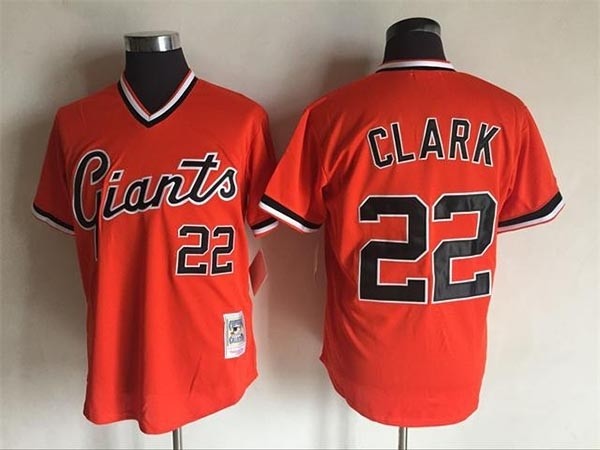 Men's San Francisco Giants #22 Will Clark Throwback Orange Pullover Jersey