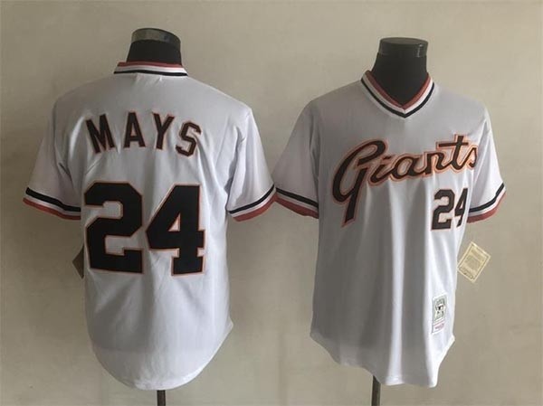 Men's San Francisco Giants #24 Willie Mays Throwback White Pullover Jersey