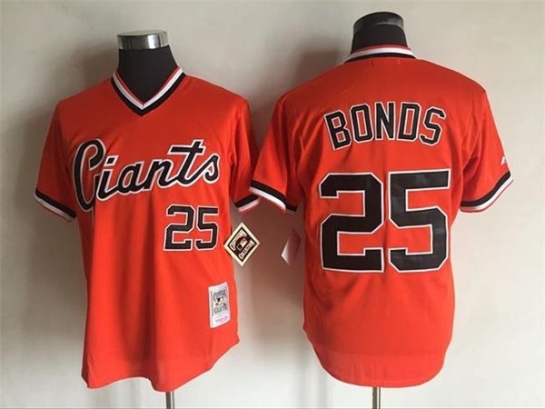 Men's San Francisco Giants #25 Barry Bonds Throwback Orange Pullover Jersey