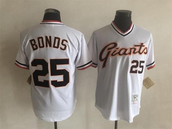 Men's San Francisco Giants #25 Barry Bonds Throwback White Pullover Jersey