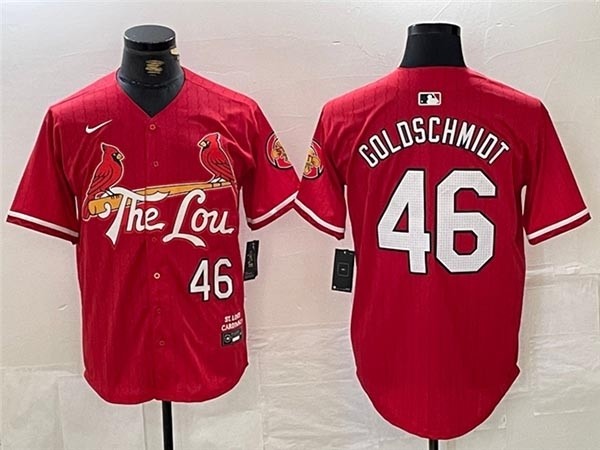 Men's St. Louis Cardinals #46 Paul Goldschmidt Red 2024 City Connect Limited Jersey