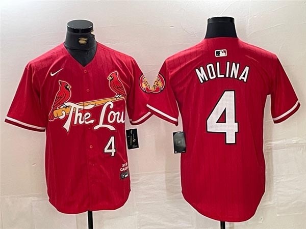 Men's St. Louis Cardinals #4 Yadier Molina Red 2024 City Connect Limited Jersey