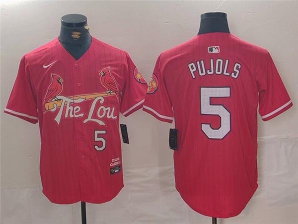 Men's St. Louis Cardinals #5 Albert Pujols Red 2024 City Connect Limited Jersey