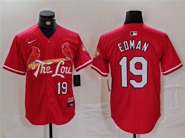 Men's St. Louis Cardinals #19 Tommy Edman Red 2024 City Connect Limited Jersey