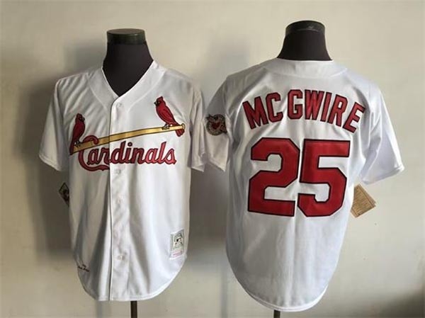 Men's St. Louis Cardinals #25 Mark McGwire Throwback White Jersey