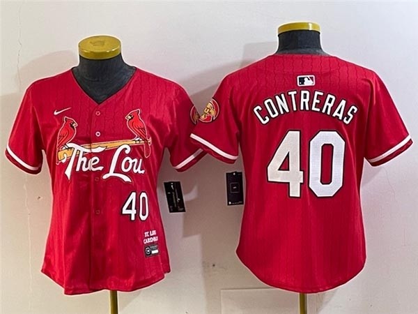 Women's St. Louis Cardinals #40 Willson Contreras Red 2024 City Connect Limited Jersey