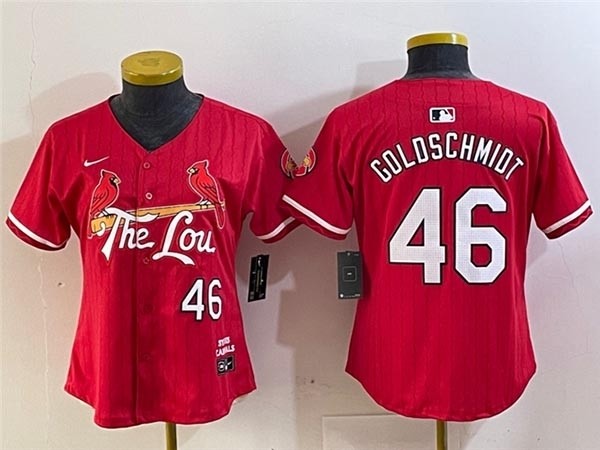 Women's St. Louis Cardinals #46 Paul Goldschmidt Red 2024 City Connect Limited Jersey