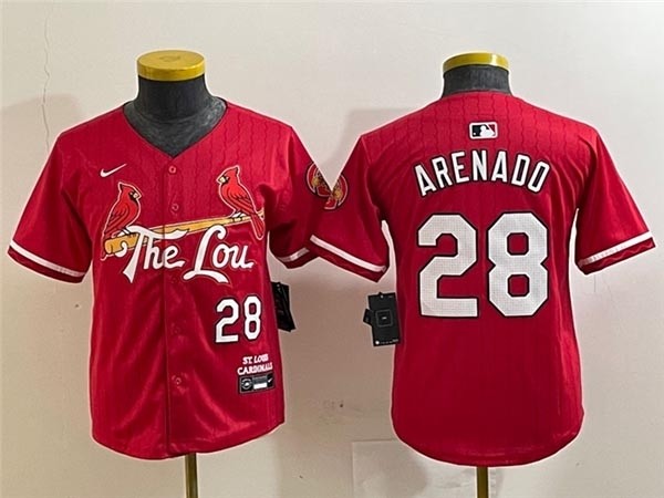 Youth St. Louis Cardinals #28 Nolan Arenado Red 2024 City Connect Limited Jersey