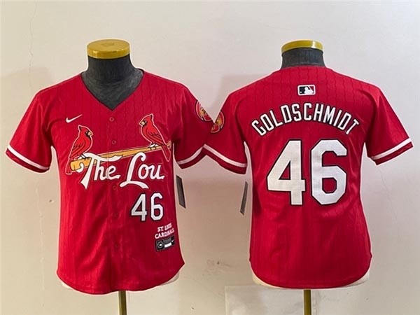 Youth St. Louis Cardinals #46 Paul Goldschmidt Red 2024 City Connect Limited Jersey