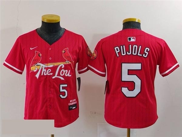 Youth St. Louis Cardinals #5 Albert Pujols Red 2024 City Connect Limited Jersey