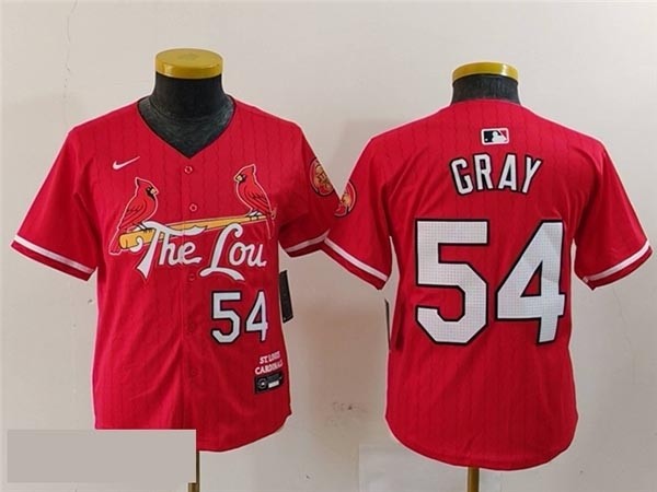 Youth St. Louis Cardinals #54 Sonny Gray Red 2024 City Connect Limited Jersey