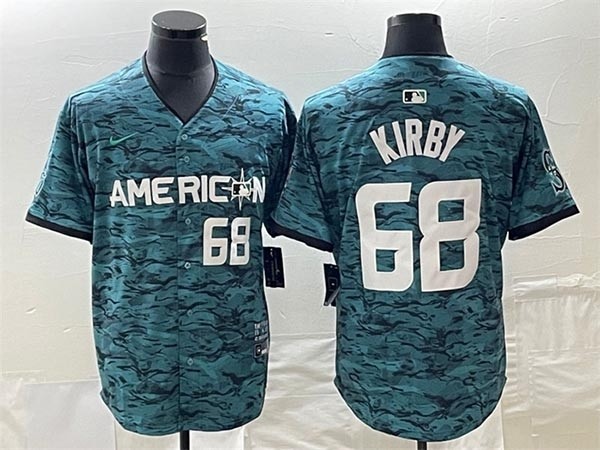 Men's Seattle Mariners #68 George Kirby Teal 2023 All-Star Cool Base With Patch Stitched Baseball Jersey