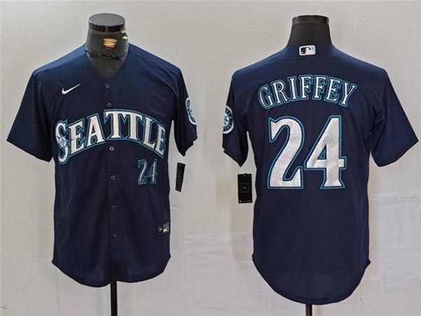 Men's Seattle Mariners #24 Ken Griffey Jr. Navy Limited Jersey