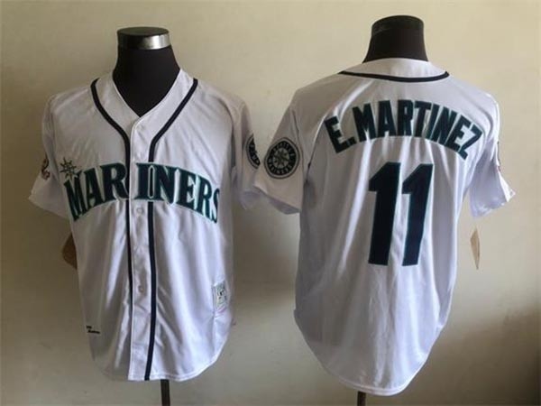 Men's Seattle Mariners #11 Edgar Martinez Throwback White Jersey