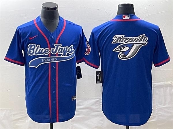 Men's Toronto Blue Jays Royal Team Big Logo Cool Base Stitched Baseball Jersey