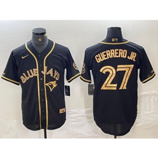 MLB Blue Jays #27 Vladimir Guerrero Jr. Black Gold Nike Cool Base Men Jersey