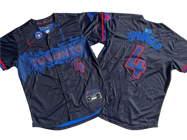 Men's Toronto Blue Jays #4 George Springer Black 2024 City Connect Limited Jersey