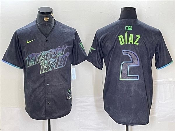 Men's Tampa Bay Rays #2 Yandy Diaz Charcoal 2024 City Connect Limited Jersey