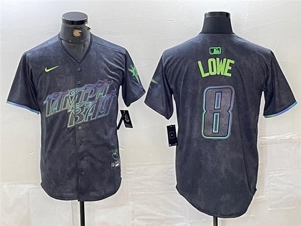 Men's Tampa Bay Rays #8 Brandon Lowe Charcoal 2024 City Connect Limited Jersey