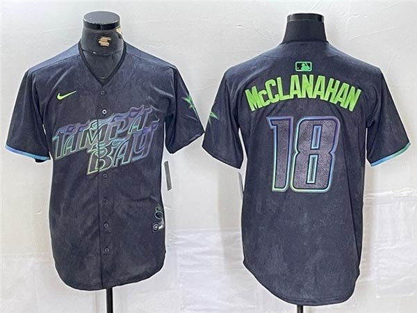 Men's Tampa Bay Rays #18 Shane McClanahan Charcoal 2024 City Connect Limited Jersey