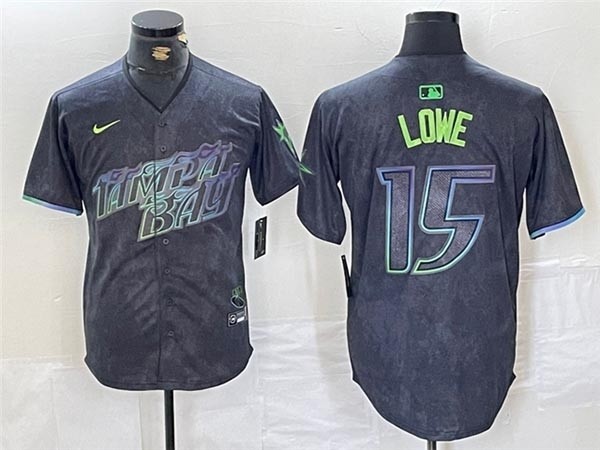 Men's Tampa Bay Rays #15 Josh Lowe Charcoal 2024 City Connect Limited Jersey