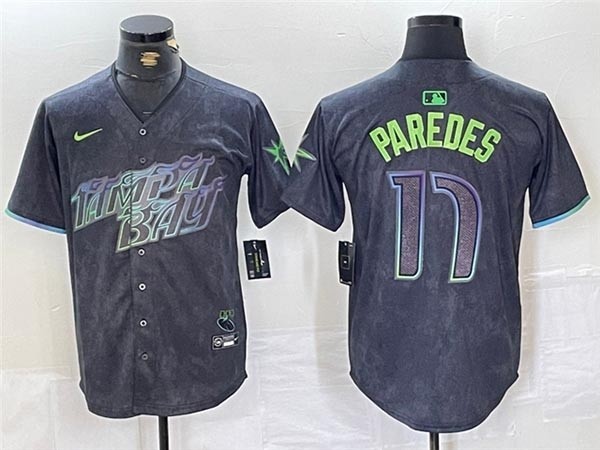 Men's Tampa Bay Rays #17 Isaac Paredes Charcoal 2024 City Connect Limited Jersey