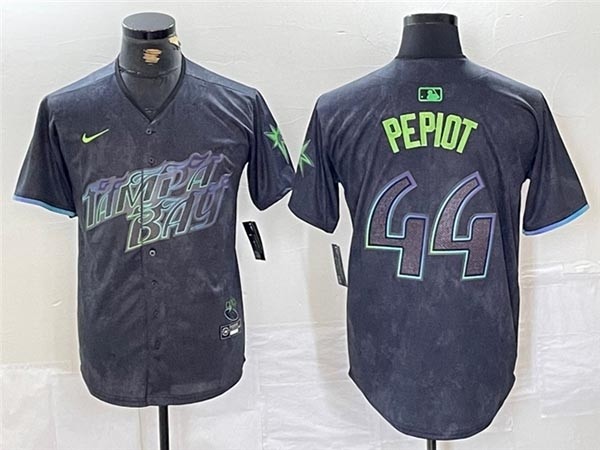 Men's Tampa Bay Rays #44 Ryan Pepiot Charcoal 2024 City Connect Limited Jersey