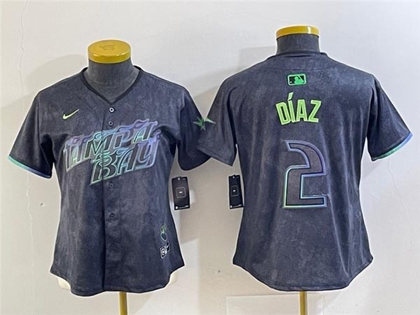 Women's Tampa Bay Rays #2 Yandy Diaz Charcoal 2024 City Connect Limited Jersey