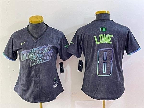 Women's Tampa Bay Rays #8 Brandon Lowe Charcoal 2024 City Connect Limited Jersey