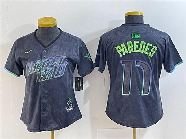 Women's Tampa Bay Rays #17 Isaac Paredes Charcoal 2024 City Connect Limited Jersey