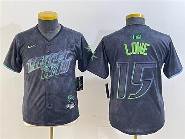 Youth Tampa Bay Rays #15 Josh Lowe Charcoal 2024 City Connect Limited Jersey