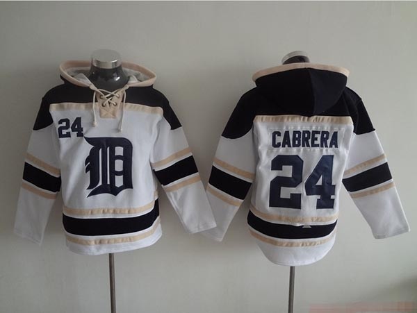 MLB Detroit Tigers #24 Miguel Cabrera White All Stitched Hooded Sweatshirt