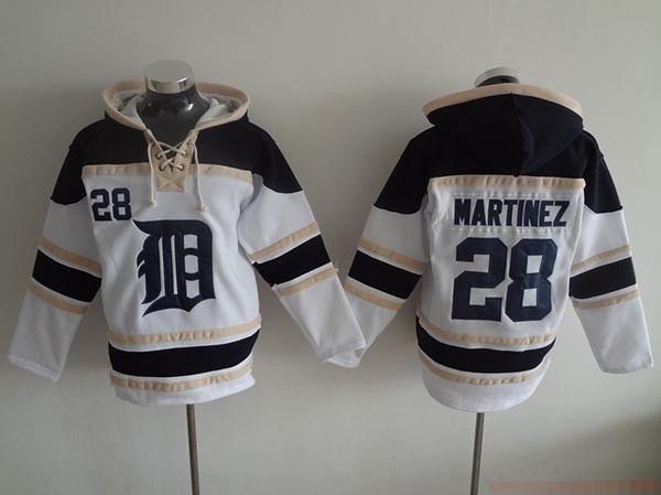 MLB Detroit Tigers #28 J.D. Martinez White All Stitched Hooded Sweatshirt